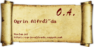 Ogrin Alfréda névjegykártya